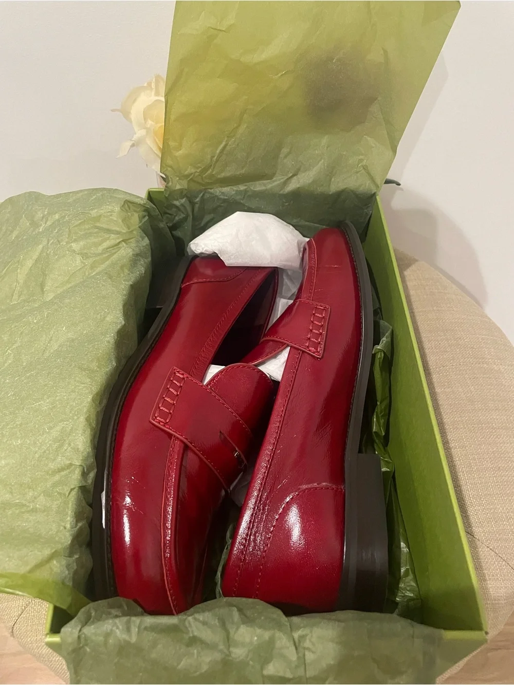 Tory Burch Chelsea Red Penny Loafers - Size 8 - Picture 14 of 16